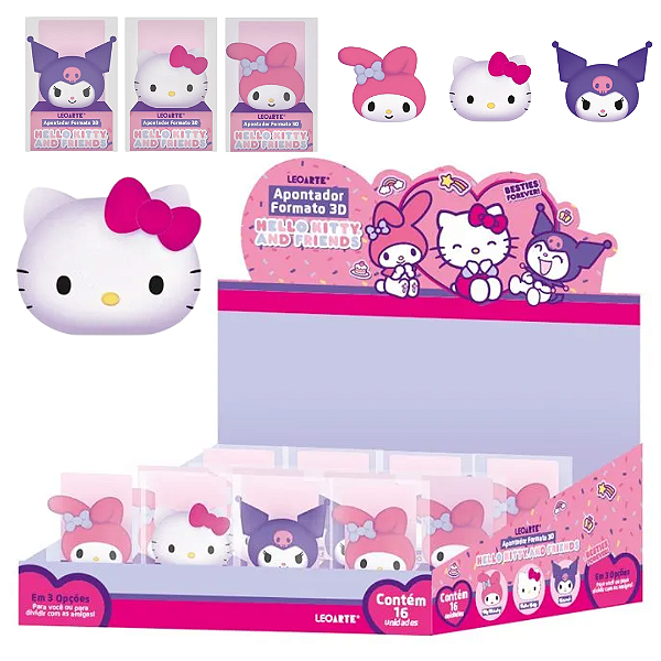 Apontador  HELLO KITTY E AMIGOS SORTIDO -  UNIDADE -  LEOARTE