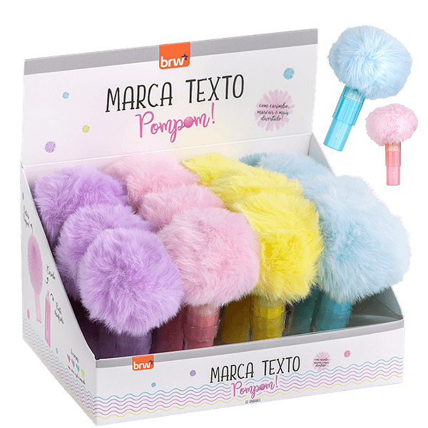 Marca texto Divertido POMPOM - DISPLAY C/12UND - BRW