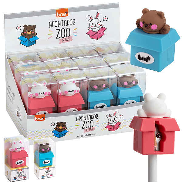 Apontador Plástico  ZOO IN BOX- DISPLAY C/ 12UND - BRW