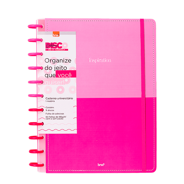 Caderno DISCO rosa INSPIRATION - 280X215 - 80 FOLHAS - BRW