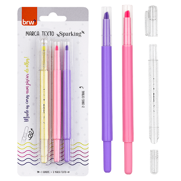 Marca texto SPARKING - BLISTER C/ 3 PEÇAS - BRW
