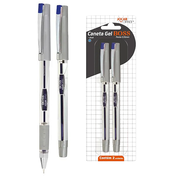 Caneta Gel BOSS 0.55 - BLISTER C/ 2 UNID. AZUL - JOCAR OFFICE