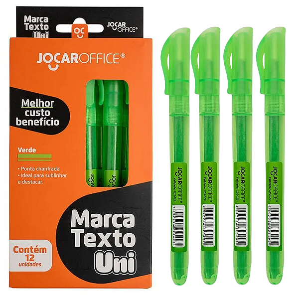 Marca texto UNI VERDE - CAIXA C/12 UND - JOCAR OFFICE