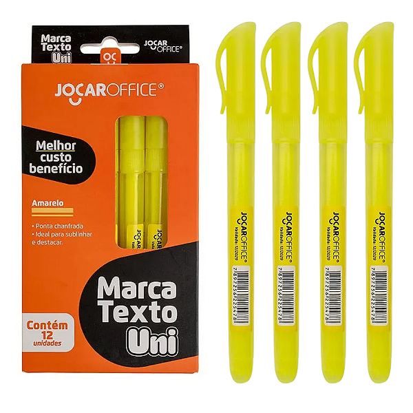 Marca texto UNI AMARELO - CAIXA C/12 UND -  JOCAR OFFICE