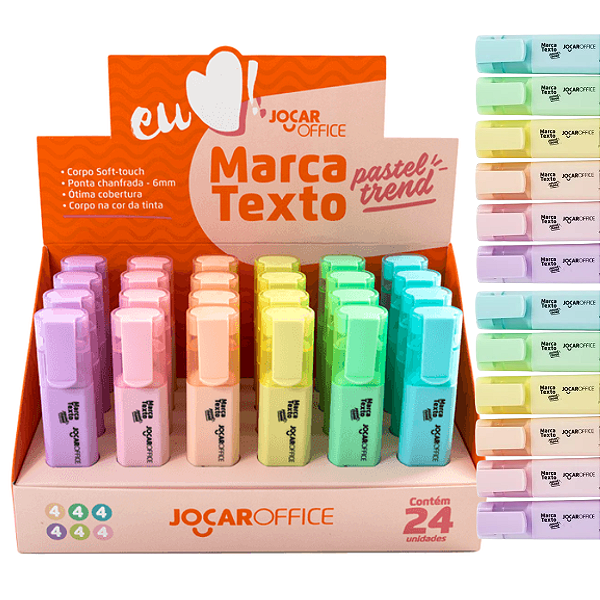 Marca texto cores PASTEL TREND -  DISPLAY 24 UNDS -  JOCAR OFFICE