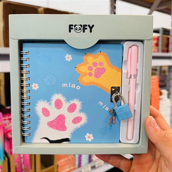 Diário MIAU VERDE - KIT 2 PEÇAS - FOFY