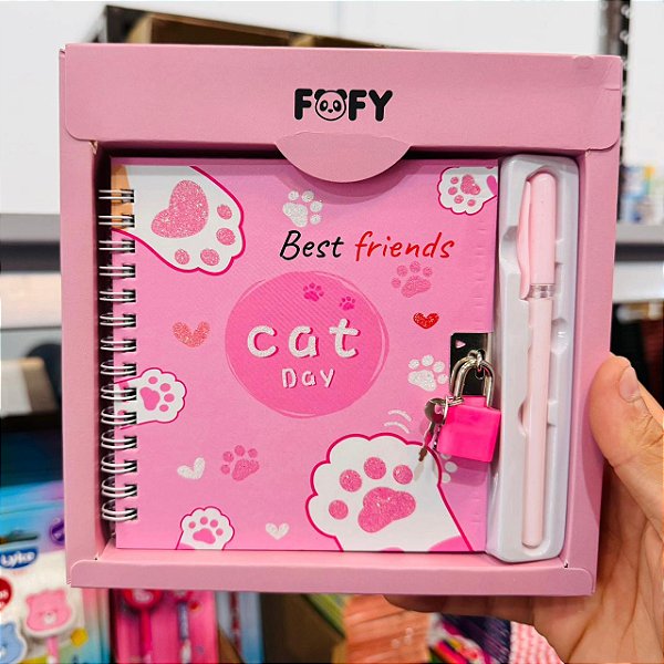 Diário Miau ROSA - KIT 2 PEÇAS - FOFY