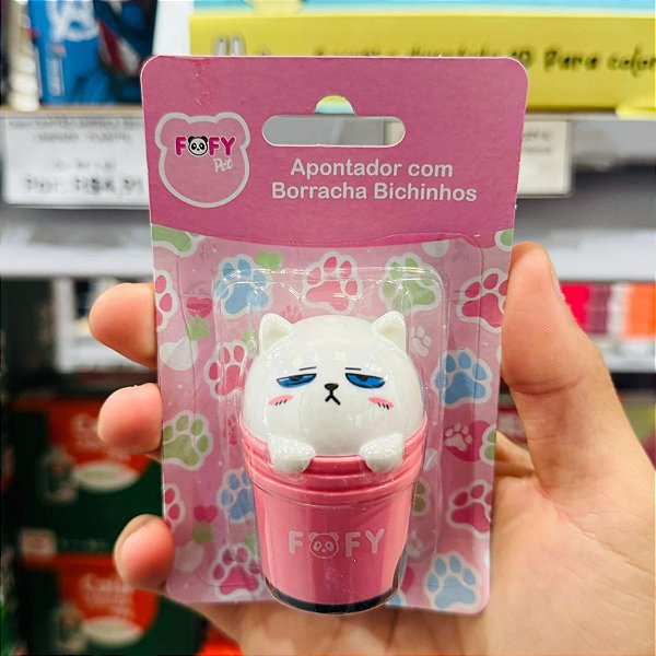 Apontador c/ Borracha Bichinhos ROSA - BLISTER 1 UND  - FOFY