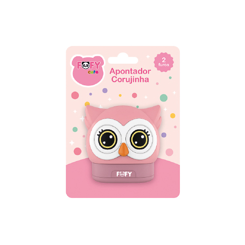 Apontador 2 Furos Corujinha - BLISTER 1 UND PINK - FOFY