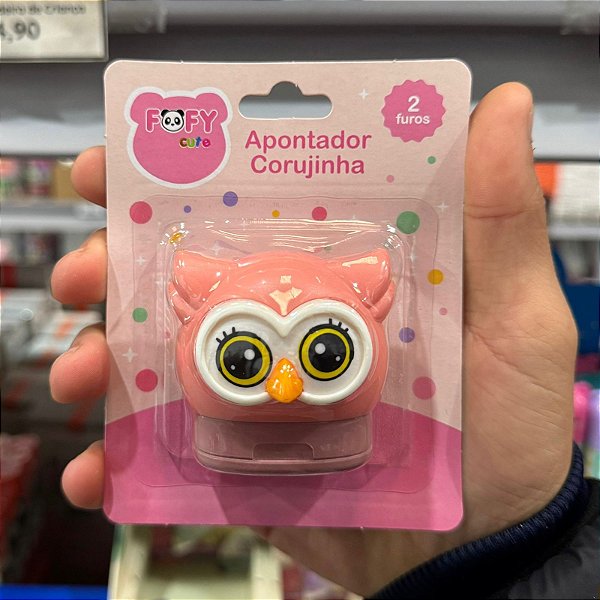 Apontador 2 Furos Corujinha - BLISTER 1 UND PINK - FOFY