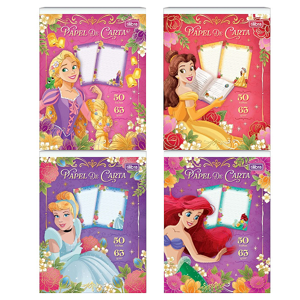 Caderno COLEGIAL PAPEL CARTA PRINCESAS 50F - UND SORTIDA - TILIBRA