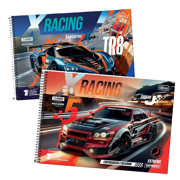 Caderno Espiral CD CARTOGRAFIA  X-RACING 80F - UND SORTIDA - TILIBRA