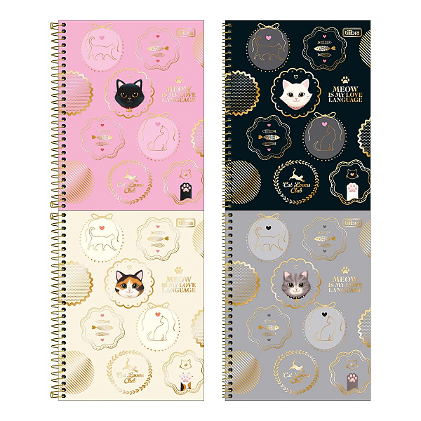 Caderno CD COLEGIAL P CATS 1M 60F - UND SORTIDA - TILIBRA