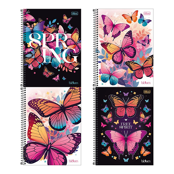 Caderno CD UNIV BLOOM 10M 160F - UND SORTIDA - TILIBRA