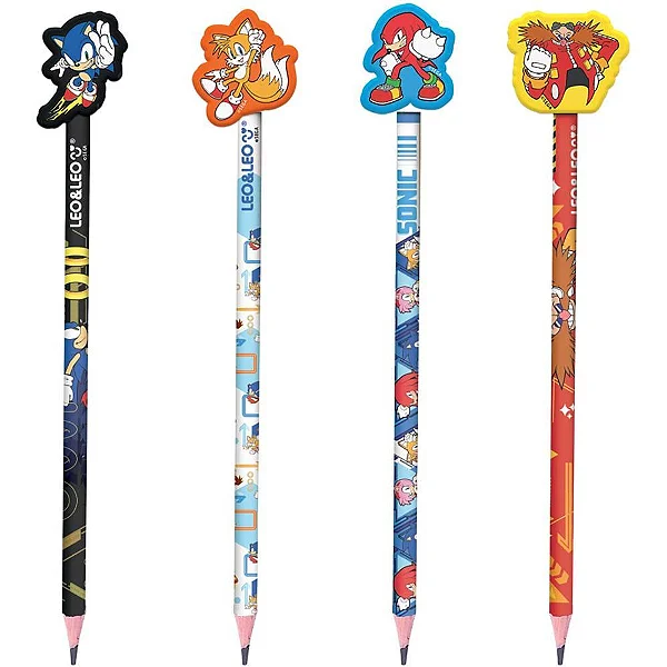 Lápis HB com borracha SONIC - UNIDADE SORTIDA  - LEO E LEO