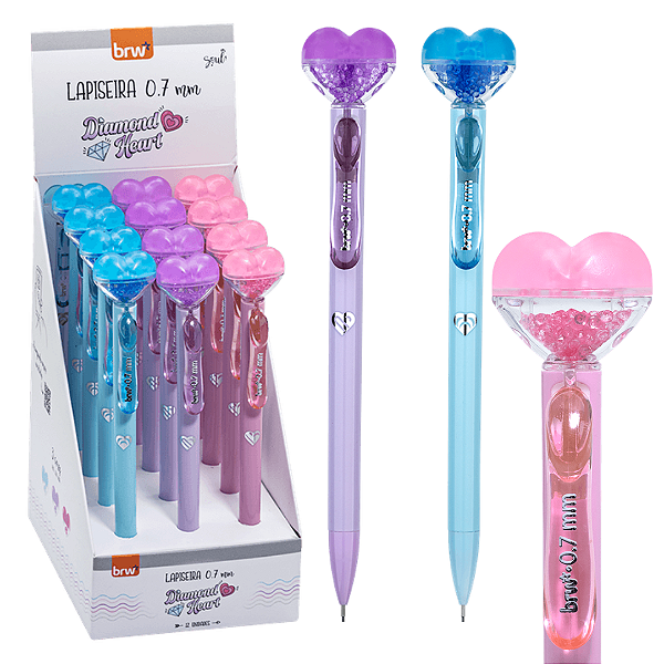 Lapiseira Plástica 0,7MM DIAMOND HEART - DISPLAY C/ 12UND - BRW