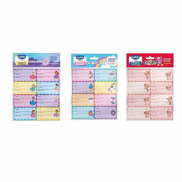 Etiqueta Escolar 70X42 MM - MENINAS - BLISTER 16 UND - LYKE
