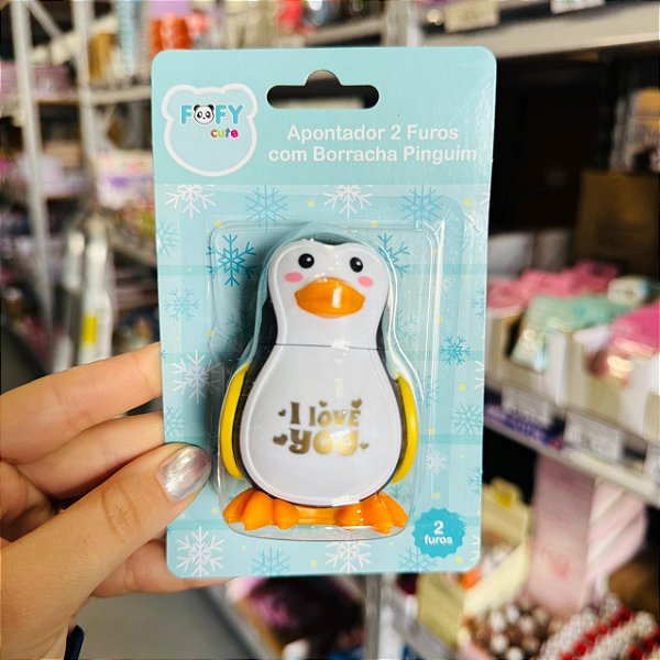 Apontador 2 Furos com Borracha PINGUIM - FOFY