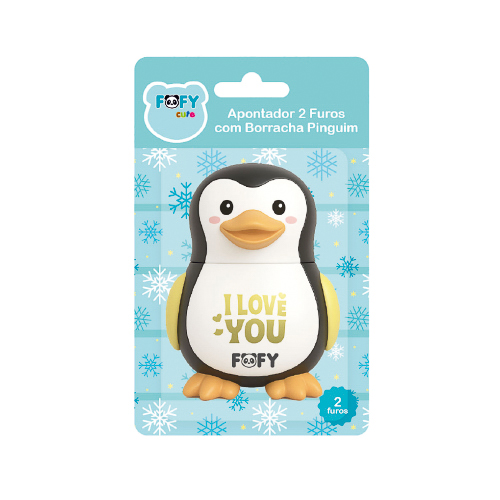 Apontador 2 Furos com Borracha PINGUIM - FOFY