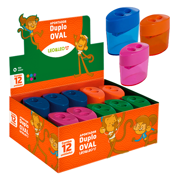 Apontador Duplo OVAL/DEPOSITO - CX/12 UND- LEOELEO