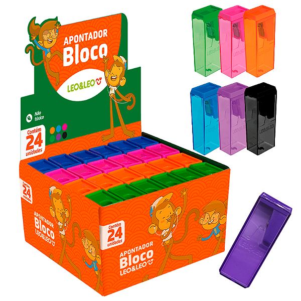 Apontador Bloco 6CM/DEPOSITO - CX/24 UND -  LEO E LEO