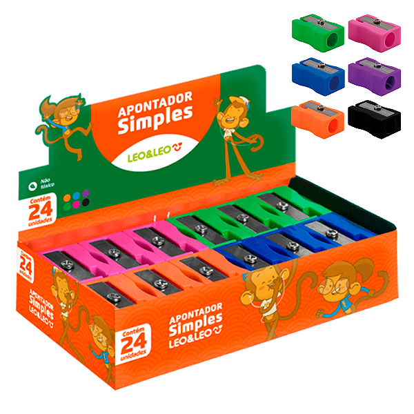 Apontador Simples RETANGULAR - CX/24 UND - LEO E LEO