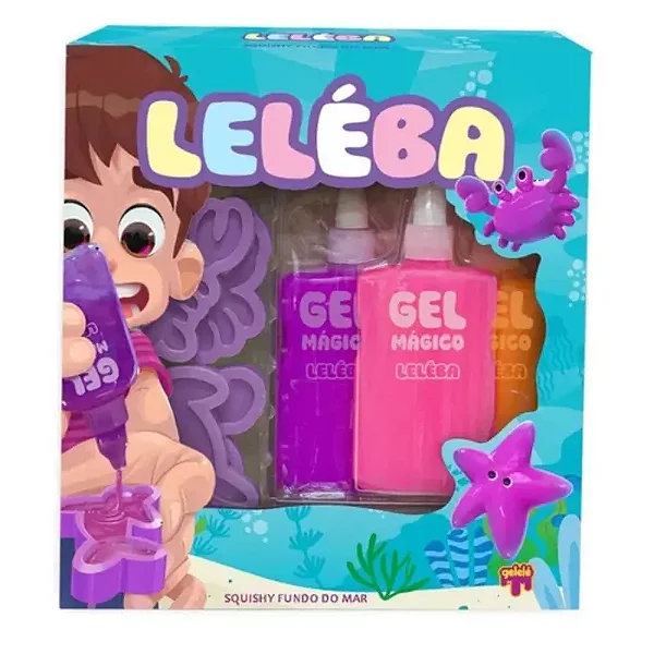 Slime Leleba Gel Magico 16 Rosa Violeta Laranja Fundo do Mar - GELELÉ