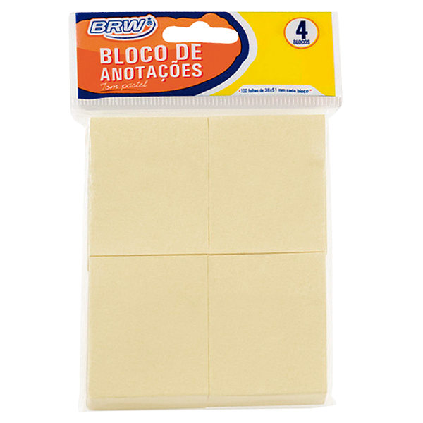 Bloco Smart Notes 38X51MM- AMARELO PASTEL - 100FLS - 4BLOCOS - BRW