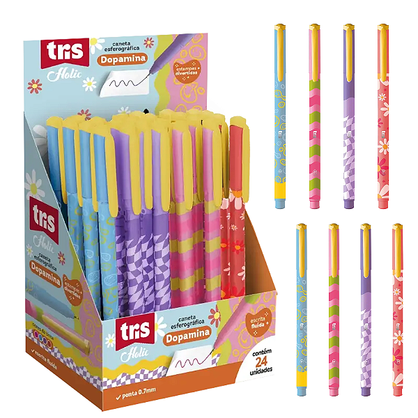 Caneta Esferográfica HOLIC DOPAMINA 0.7 - DISPLAY 24 UND - TRIS