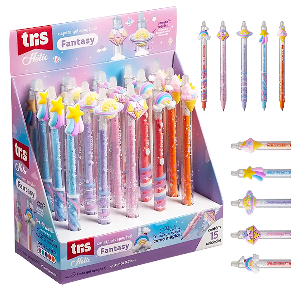 Caneta Gel Apagável HOLIC FANTASY - DISPLAY 15 UND - TRIS