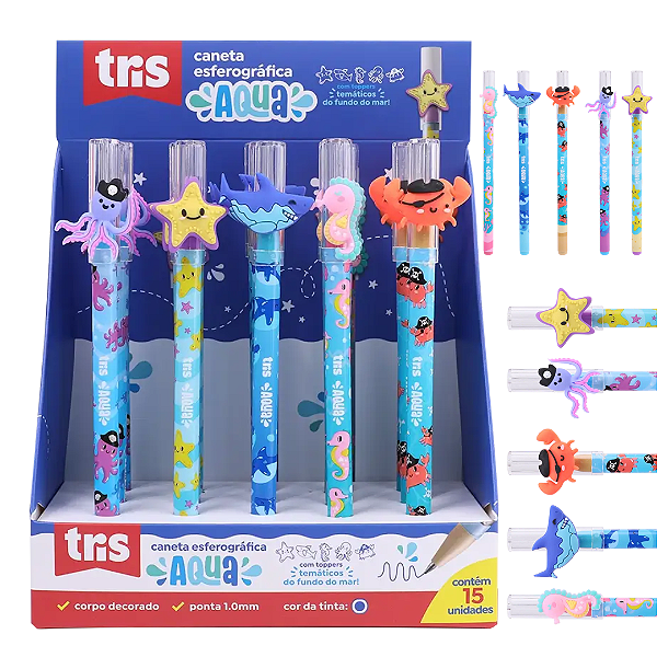 Caneta Esferográfica AQUA 1.0 - DISPLAY 15 UND - TRIS