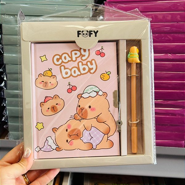 Diário KIT CAPY LARANJINHA - KIT 2 PEÇAS - FOFY