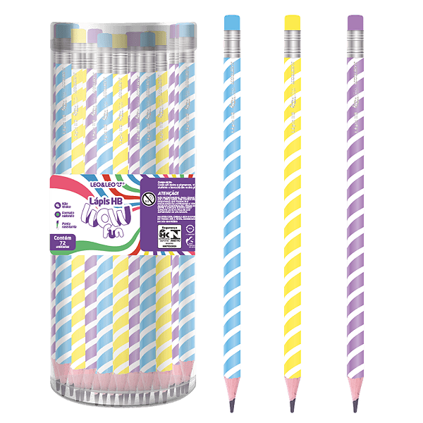 Lápis HB resina C/ BORR. WOW FUN - POTE C/ 72 UND - LEO E LEO