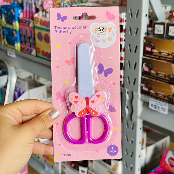 Tesoura Escolar Butterfly  - UND - FOFY
