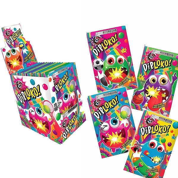 Doce RAINBOOOM DIP LOKO TUTTI FRUTTI 11G - DISPLAY 15 UND - DANILLA