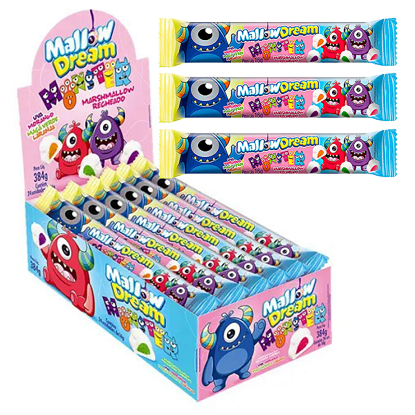 Doce MALLOWDREAM BOMBOM MONSTERS RECHEADO 16G - DISPLAY 24 UND - DANILLA