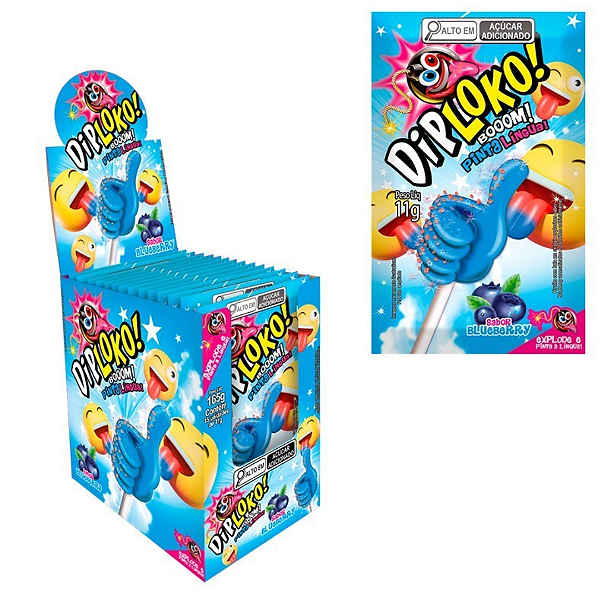 Doce DIP LOKO BOOOM PINTA LINGUA BLUEBERRY 11G - DISPLAY 15 UND - DANILLA