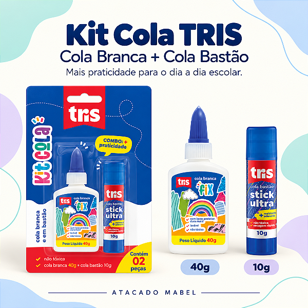 KIT COLA BRANCA 40G + BAST 10G - BLISTER 2UND - TRIS