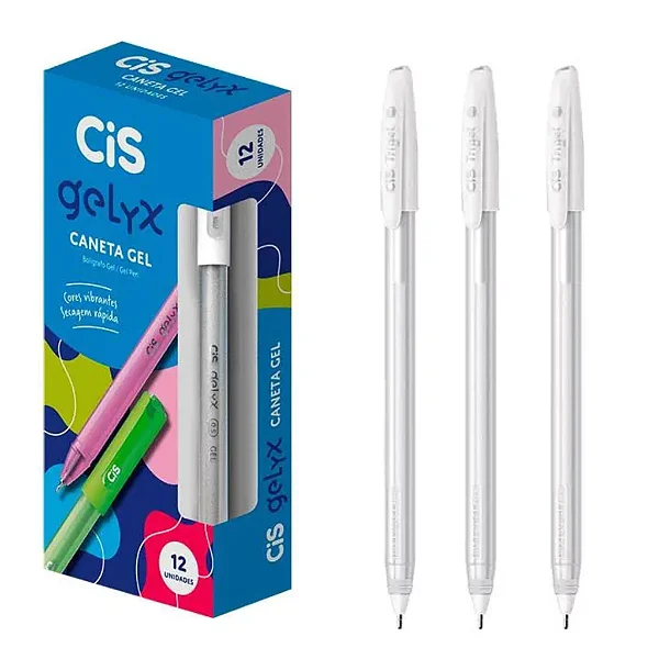 Caneta GELYX 0,8 MM - caixa 12 UND PASTEL - CIS