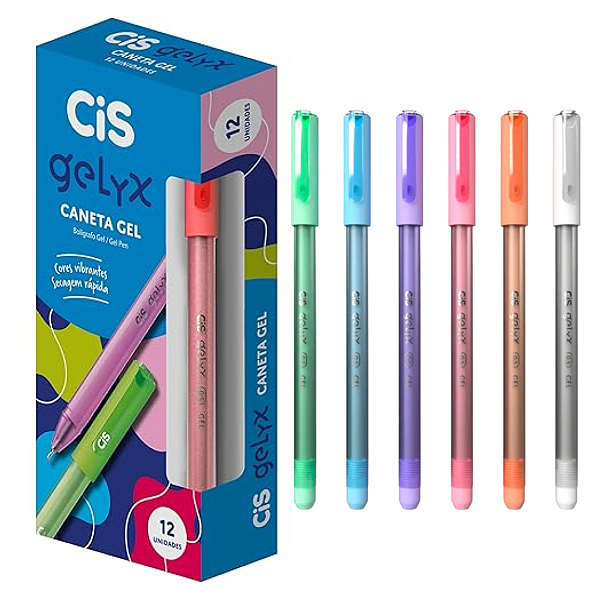 Caneta GELYX 0,8 MM - caixa 12 UND PASTEL - CIS