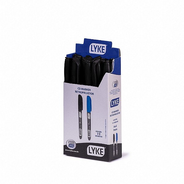Marcador CD/RETROPROJETOR - PRETO 2.0 MM - CAIXA 12 UND - LYKE