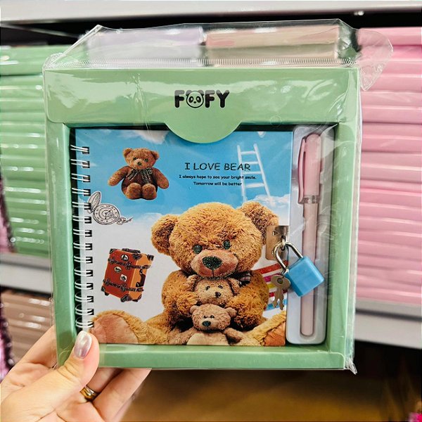 Diário Ursinho Azul - KIT 2 Peças - FOFY