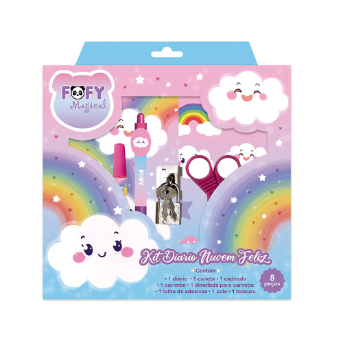 Diário NUVEM FELIZ - KIT 8 PEÇAS - FOFY