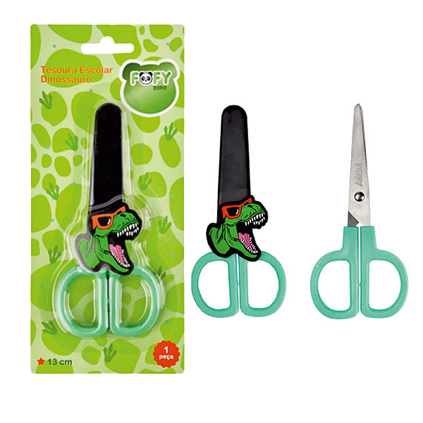 Tesoura escolar DINOSSAURO - FOFY