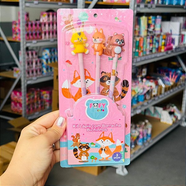 Lápis Bichinhos  - KIT 3 PEÇAS - FOFY