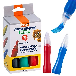 Tinta Guache BRUSH 18ML - 6 CORES NEON - CX C/ 6UND - BRW