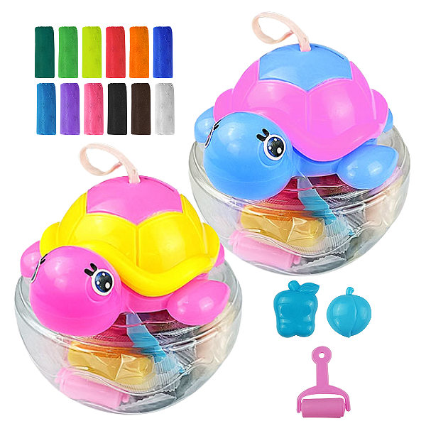 Massinha de Modelar TARTARUGA  12 CORES 120G - 2 FERRAMENTAS KZ2523 - KAZ