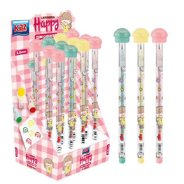 Lapiseira HAPPY 2.0MM COM CARIMBO - CAIXA 12 UND - KAZ