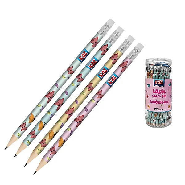 Lápis HB Resina c/Borracha BORBOLETA - KAZ
