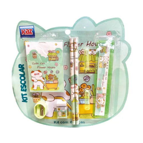 Kit Escolar VERDE - 8 PEÇAS - KAZ